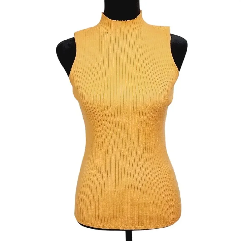 JW Style Mock Neck Sleeveless Ribbed Knit Tank, Lot of 3, Women Size S